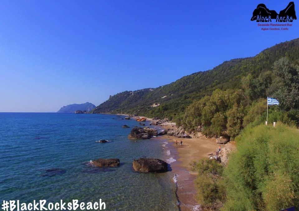Black Rocks Family, Luxury Seafront Beach Maisonette Agios Gordios  Zewnętrze zdjęcie